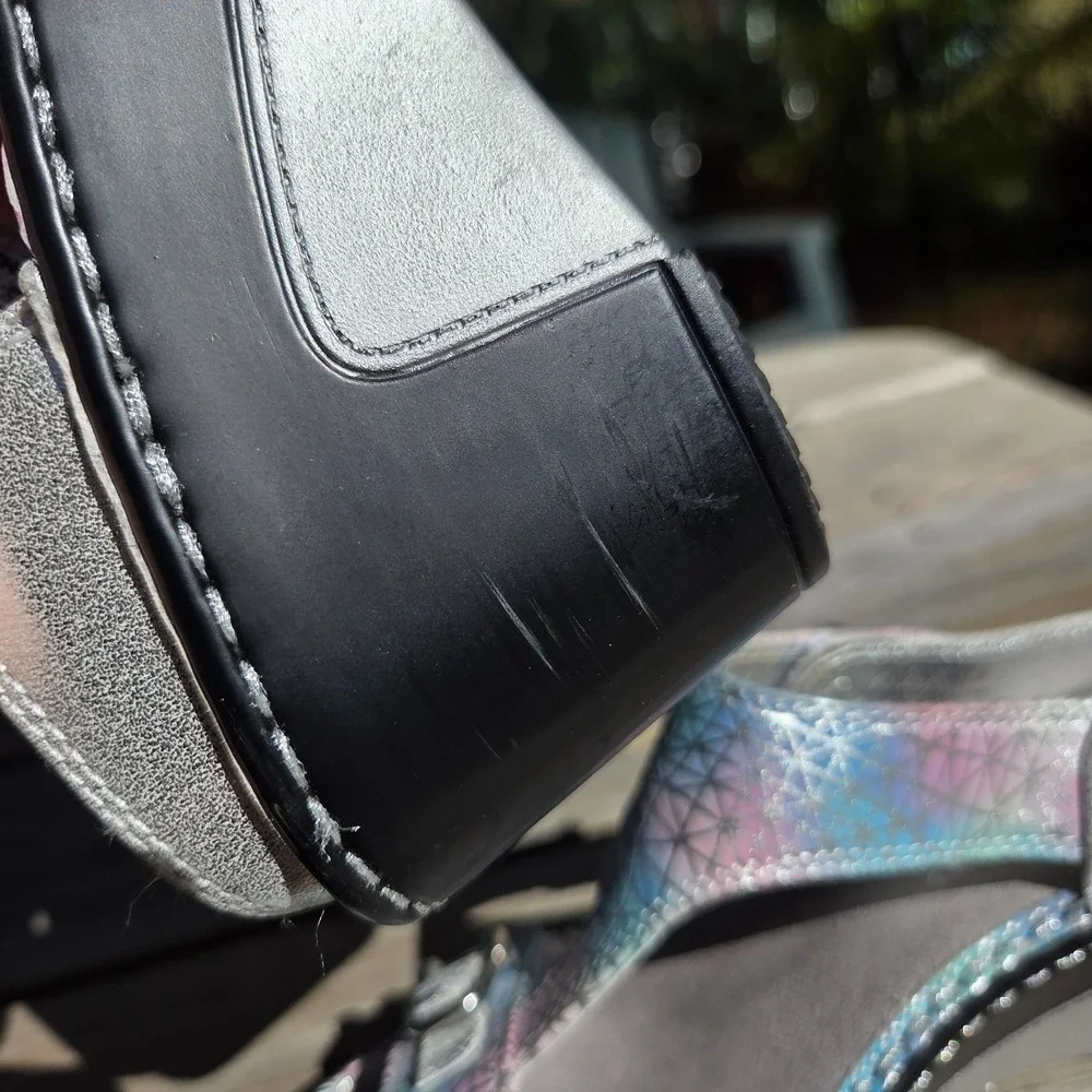 Alegria LAR620 Lara Pretty Baby Rainbow Silver Leather Sandals‎ Women 6-6.5 36